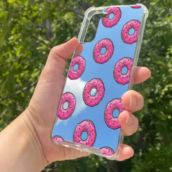 Exporanto Samsung S21 Plus Uyumlu Aynalı Donut Desenli Darbe Kamera Korumalı Silikon Telefon Kılıfı görsel 1