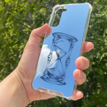 Exporanto Samsung S21 Plus Uyumlu Aynalı Kum Saati Desenli Darbe Kamera Korumalı Silikon Telefon Kılıfı görsel 1