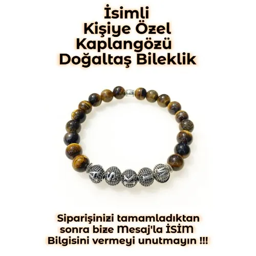 Tesbih Sakarya - İsimli - Kişiye Özel - Kaplan Gözü Doğaltaş Unisex Bileklik görsel 1