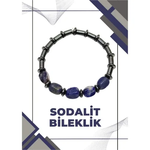 Tesbih Sakarya Sodalit Doğal Taş - Hematit Doğal Taş Kombinli Erkek Bileklik görsel 1