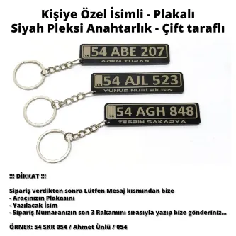 Tesbih Sakarya Kişiye Özel İsimli - Siyah Plakalı - Pleksi Anahtarlık - Çift taraflı - 1 adet görsel 1
