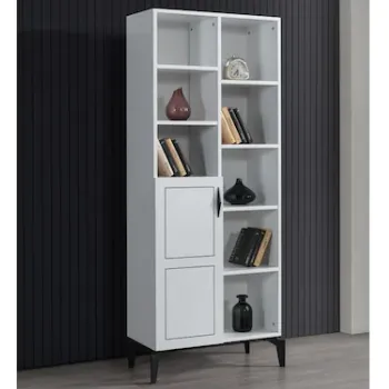 Sivas Gözde Mobilya Çizgi Kitaplık Raflı Kapaklı 70x37x180cm
