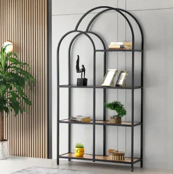 Sivas Gözde Mobilya Mega Çift Kubbeli Dekoratif Ferforje Kitaplık 93x30x178 görsel 1