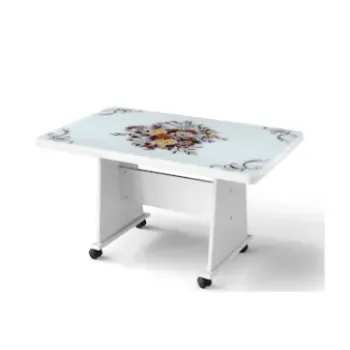 Sivas Gözde Mobilya Ekonomik Tekerlekli Camlı Orta Sehpa 103X63X60Cm görsel 1