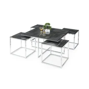 Sivas Gözde Mobilya Kares 4 Zigonlu Orta Sehpa Metal Krom 90X90X47Cm (528521171) görsel 1