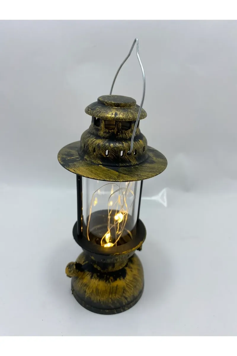 MYK HEDİYE VE SANAT ATÖLYESİ Ledli Gaz Lambası Nostaljik Eskitme Fener görsel 3