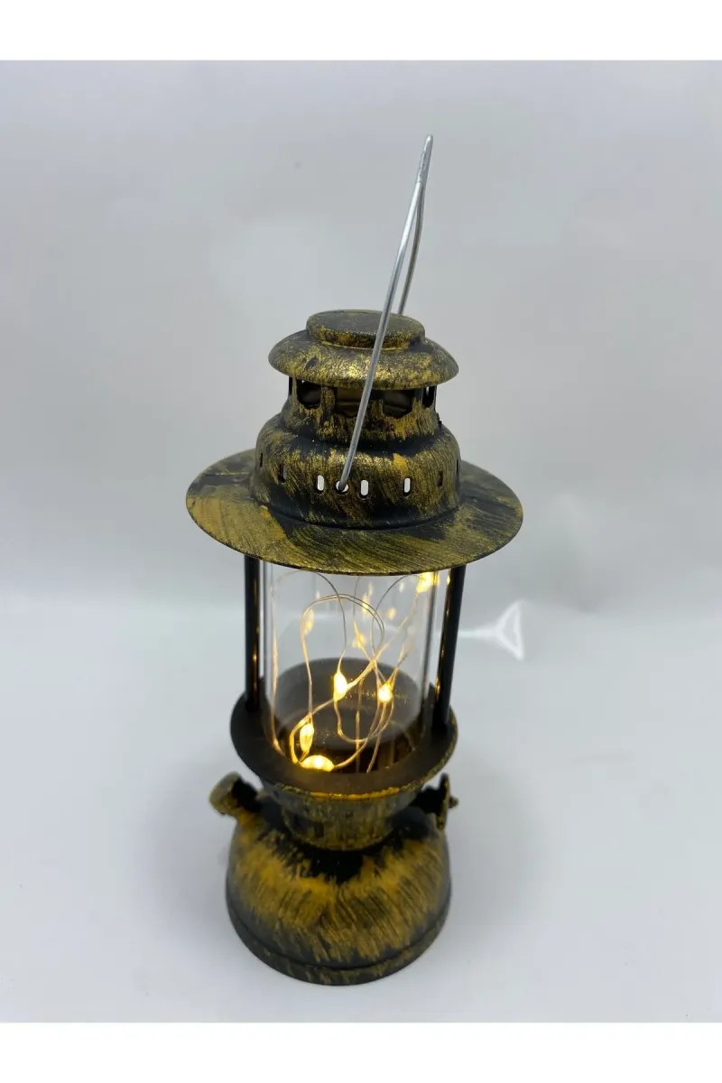 MYK HEDİYE VE SANAT ATÖLYESİ Ledli Gaz Lambası Nostaljik Eskitme Fener görsel 4