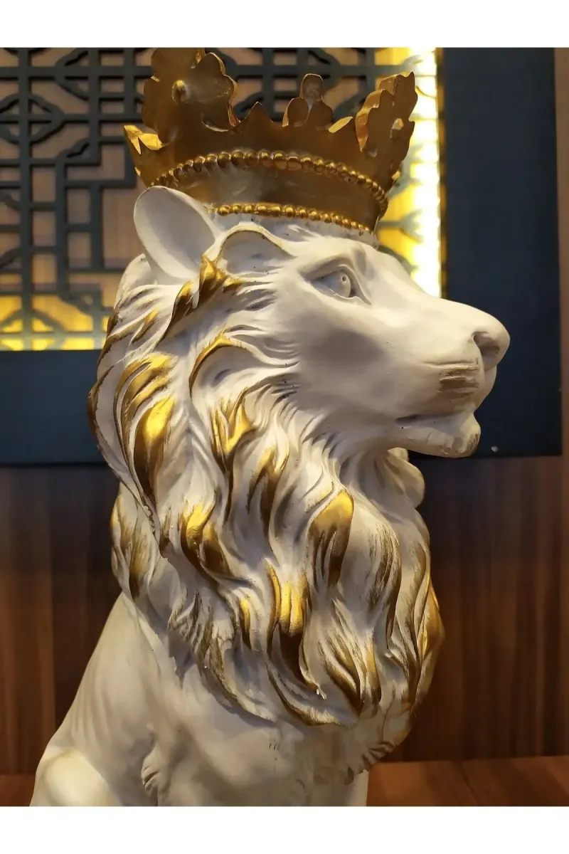 MYK HEDİYE VE SANAT ATÖLYESİ Aslan Kral Büyük Boy Heykel görsel 2