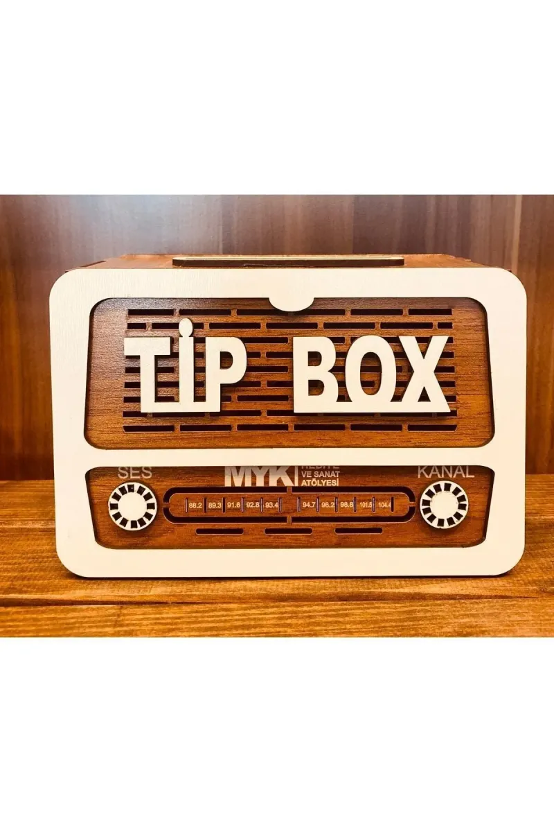 MYK HEDİYE VE SANAT ATÖLYESİ Tip Box Bahşiş Kutusu Nostaljik Radyo Görünümlü görsel 2