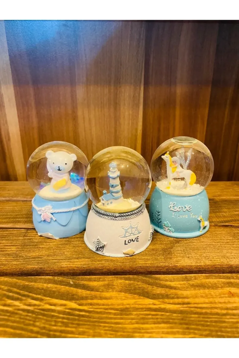 MYK HEDİYE VE SANAT ATÖLYESİ Yeni Yıl Yılbaşı Noel Hediyesi Kar Küresi Kardan Adam Işıklı Mini görsel 2
