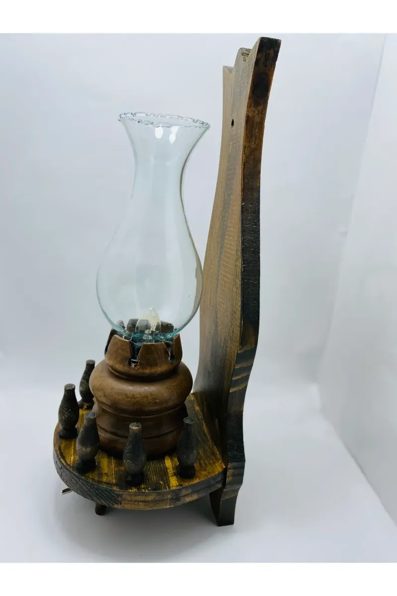 MYK HEDİYE VE SANAT ATÖLYESİ Ahşap Gaz Lambası Aplik Elektirikli görsel 3