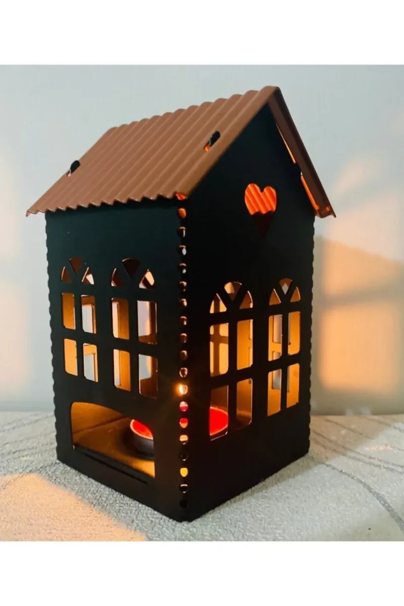 MYK HEDİYE VE SANAT ATÖLYESİ Fener Mumluk Ev Model Lüx görsel 2