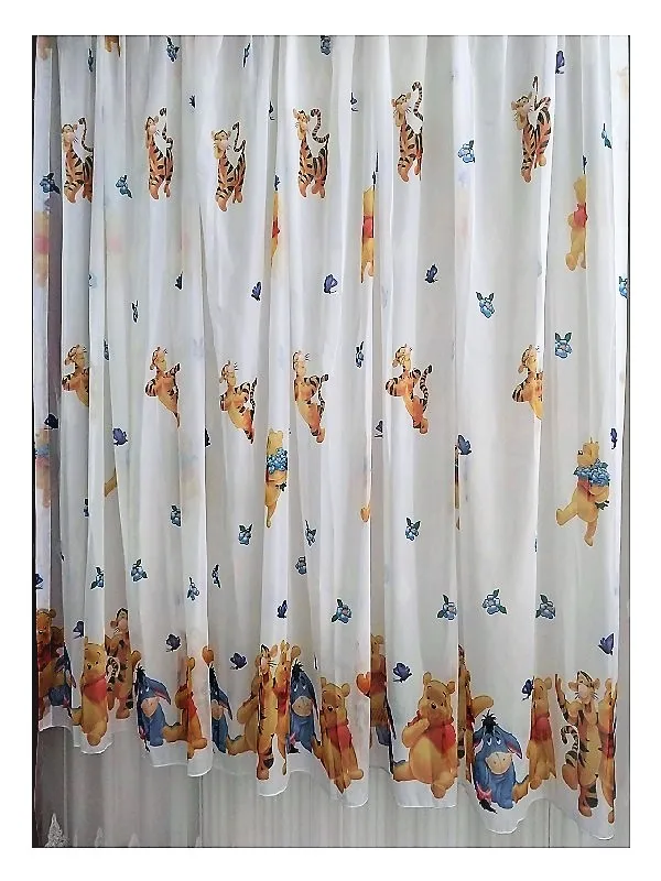 TAÇ LİSANSLI ÇİZGİ KAHRAMAN WINNIE THE POOH TÜL PERDE- EN:195 cm BOY: 200 cm -1/2 (SEYREK) PİLE görsel 4