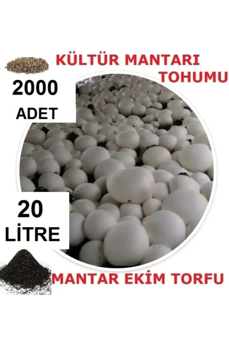 Tarımsal ve Hayvansal Ürünler	20 Litre Ekim Torfu Ve 2000 Adet Kültür Mantarı Tohumu Ile Eğitim Kılavuzu görsel 1
