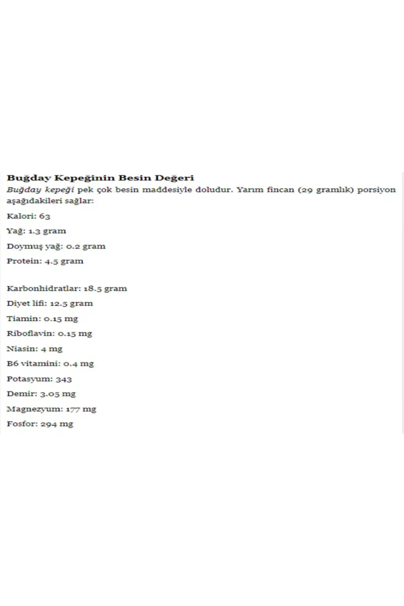 Tarımsal ve Hayvansal Ürünler	3 Kg Buğday Kepeği Doğal Katkısız Lifli Buğday Kepeği görsel 3