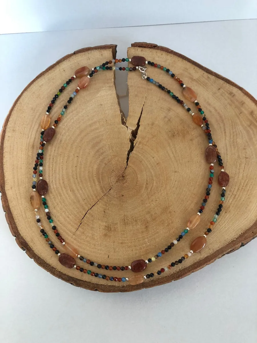 Opal Silver Hint Akiği Gümüş Toplu Kolye görsel 1