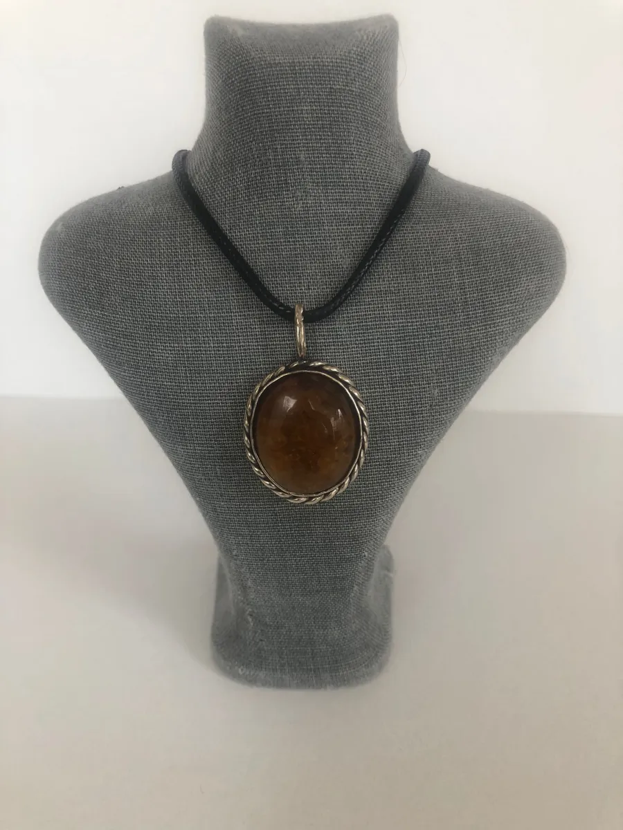 Opal Silver 925 Ayar El Yapımı Naturel Sitrin Taşı Gümüş Kolye görsel 1