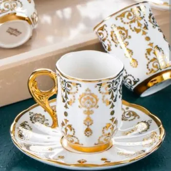 DMSHOME Kosova Lüx Aries Gold 6 Kişilik Fincan Takımı görsel 1