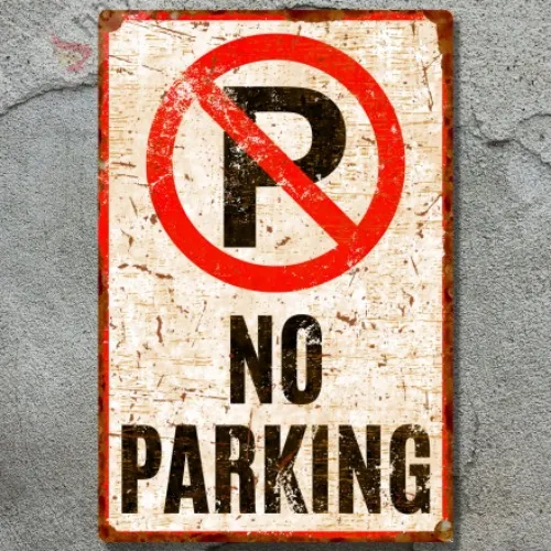 No Parking Pas Görünümlü Metal Uyarı Levhası - Park Etmek Yasaktır Vintage Tabela - 20cm X 30cm