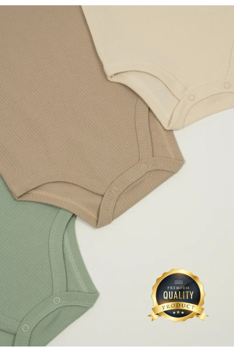 Huggy Mommy Premium Fitilli Kumaş %100 Organik Pamuk Erkek Bebek Kısa Kol Body Zıbın Çıtçıtlı Badi Set -Hediyeli görsel 5