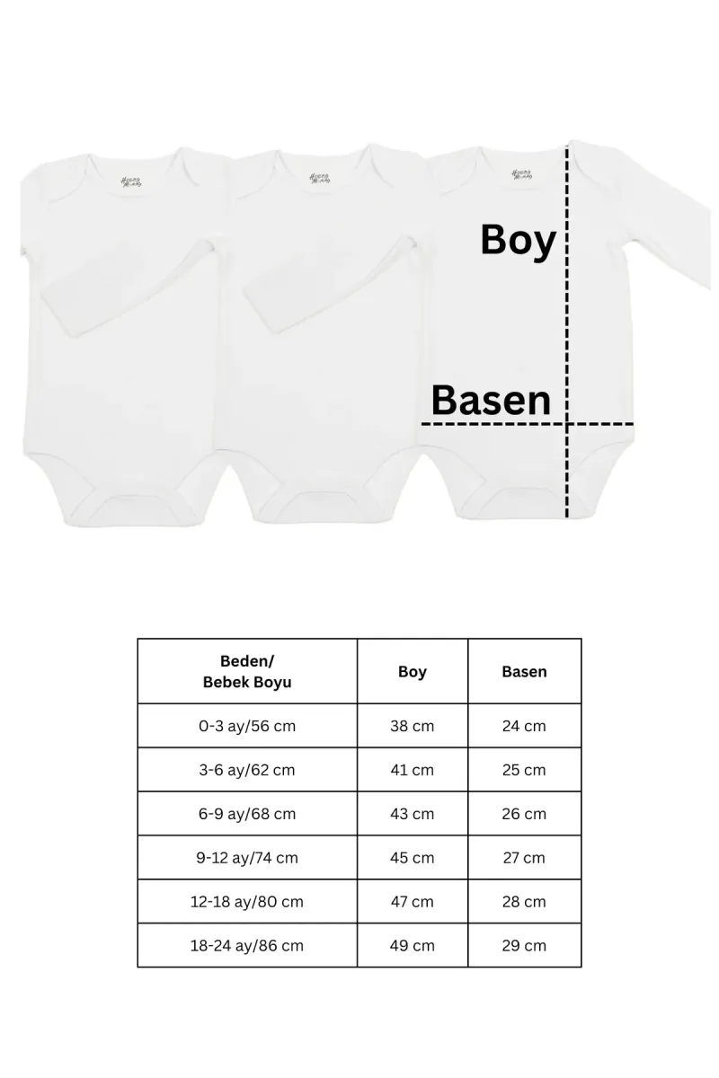 Huggy Mommy Premium %100 Organik Pamuk Beyaz Uzun Kol Bebek Body Zıbın Çıtçıtlı Bebek Badi 3'lü Set - Hediyeli görsel 6