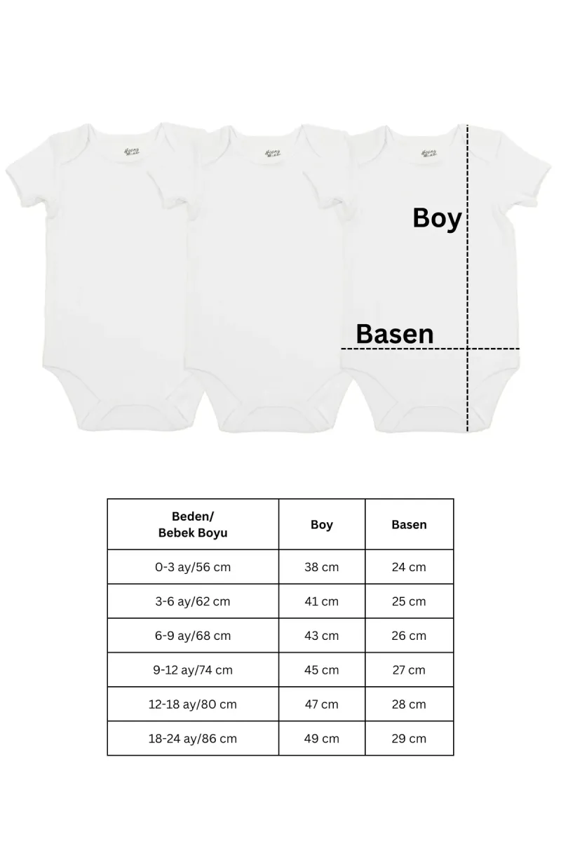 Huggy Mommy Premium %100 Organik Pamuk Beyaz Kısa Kol Bebek Body Zıbın Çıtçıtlı Bebek Badi 3'lü Set - Hediyeli görsel 6