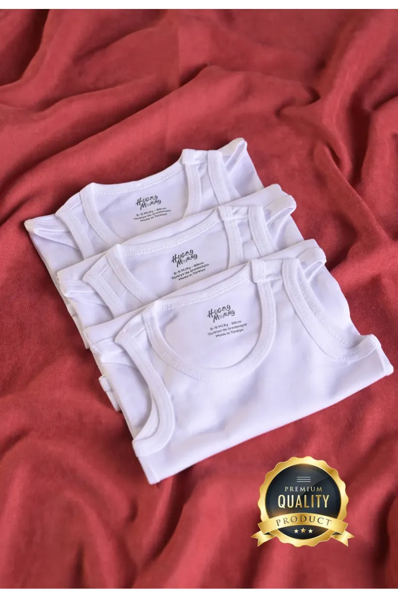 Huggy Mommy Premium %100 Organik Pamuk Beyaz Atlet Bebek Body Zıbın Çıtçıtlı Bebek Badi Set Çıtçıt Uzatma Hediye görsel 3