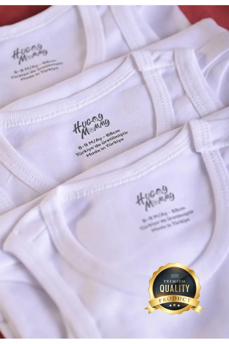 Huggy Mommy Premium %100 Organik Pamuk Beyaz Atlet Bebek Body Zıbın Çıtçıtlı Bebek Badi Set Çıtçıt Uzatma Hediye görsel 4