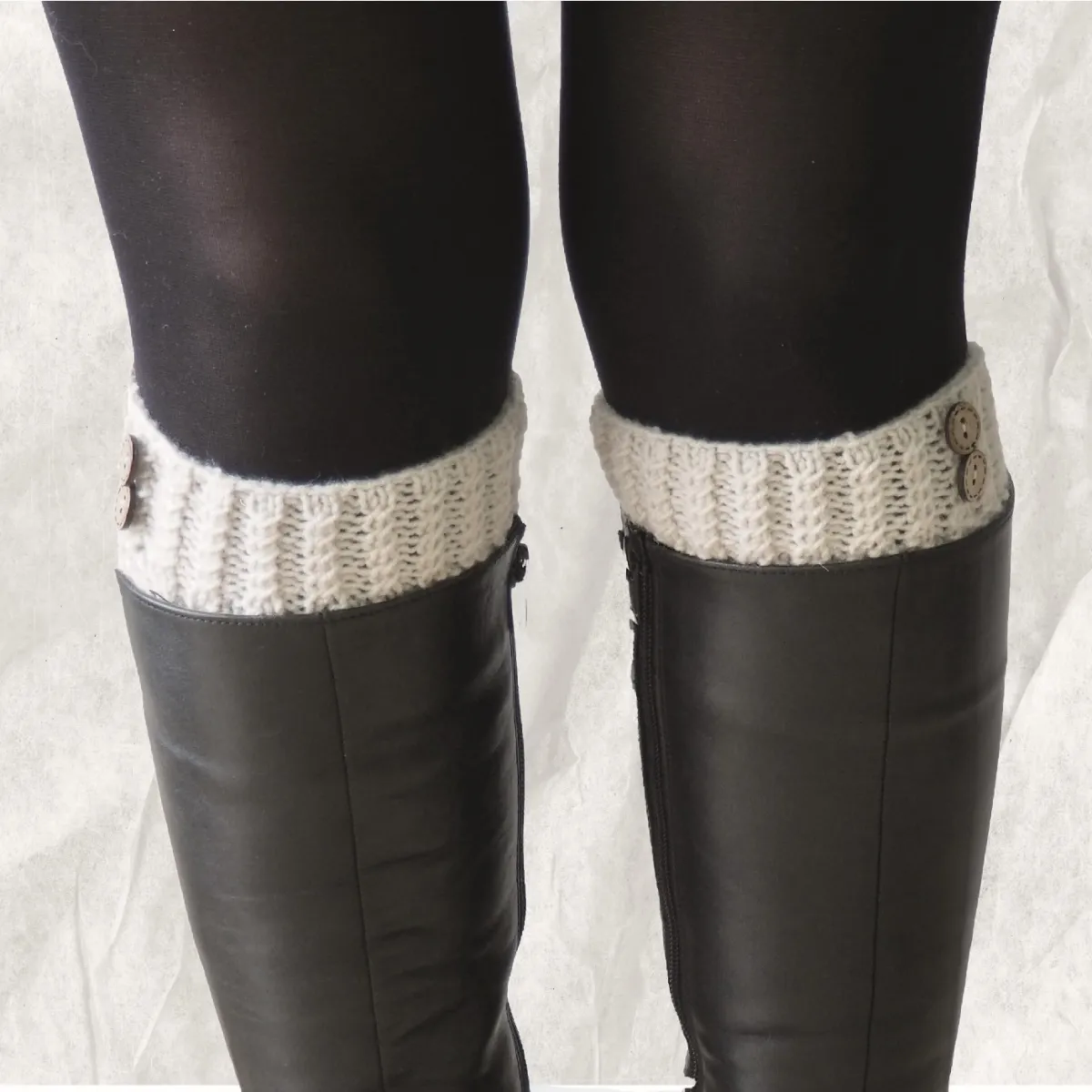El Örgüsü Bej Bot Manşeti (Boot Cuffs) görsel 3