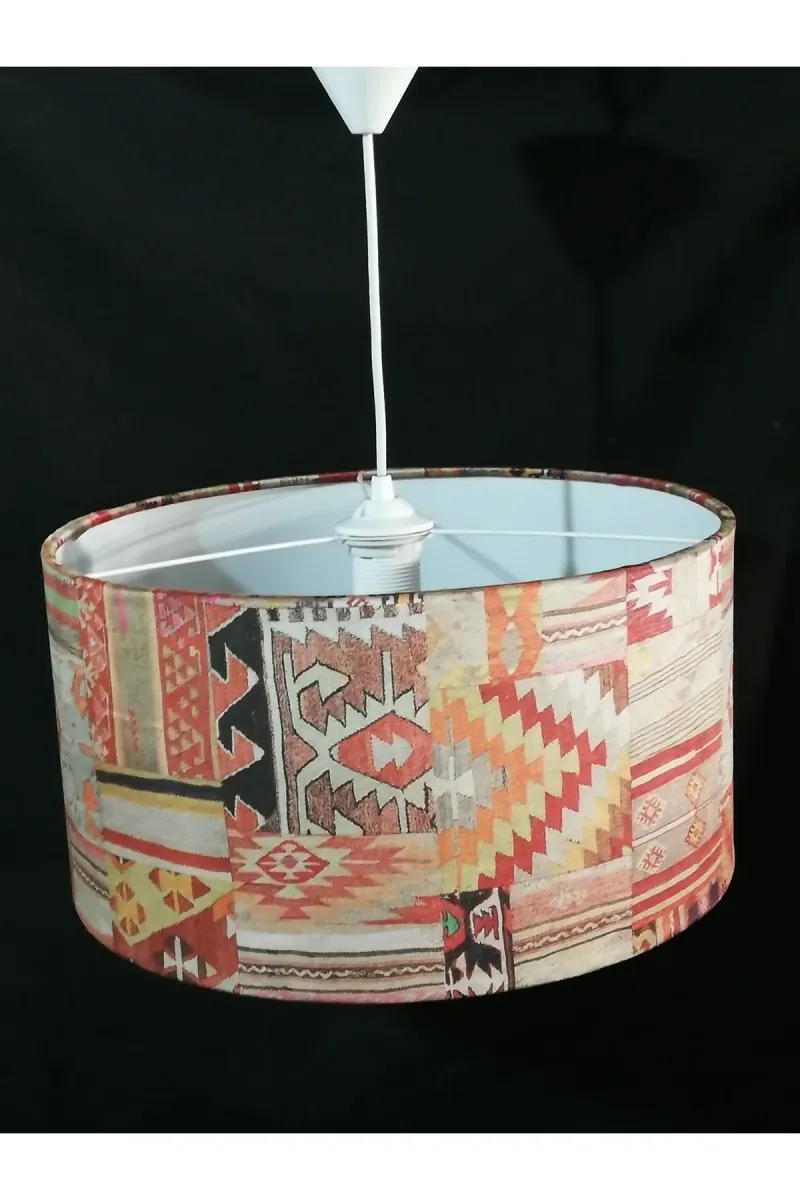 Tekay Aydınlatma Kilim Desenli Pvc Üzerine Kumaş Kaplama Avize