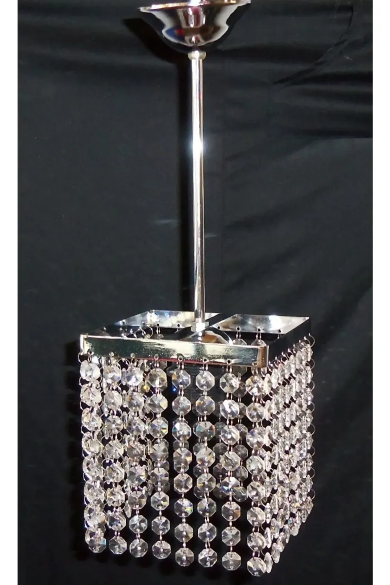 Tekay Aydınlatma Kare Taşlı Avize Metal Krom Islelet Genişlik: 15 Cm