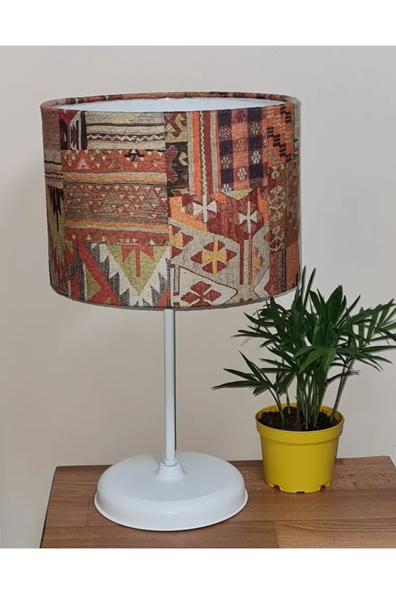Tekay Aydınlatma Çul Kilim Desenli El Yapımı Otantik Abajur E 27 Duy görsel 1