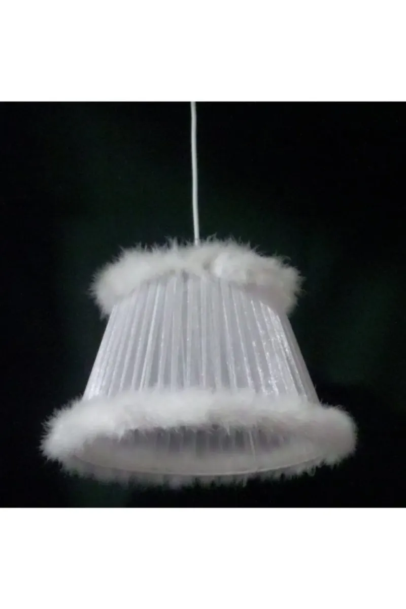Tekay Aydınlatma Beyaz Tüylü Çocuk Odası Yatak Odası Avizesi Çap 30 Cm görsel 2