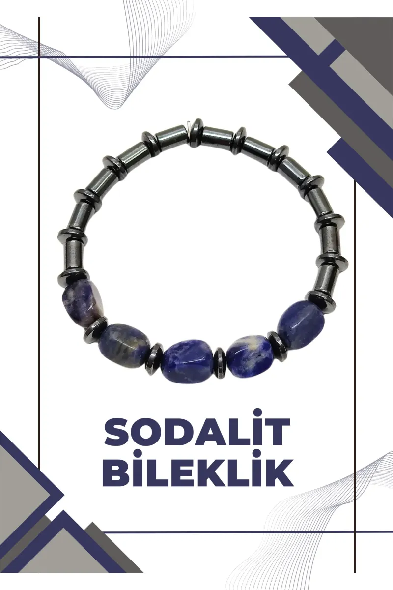 Tesbih Sakarya Sodalit Doğal Taş - Hematit Doğal Taş Kombinli Erkek Bileklik görsel 2