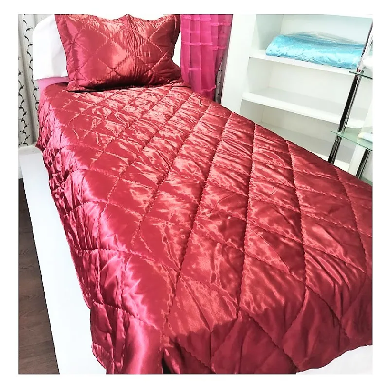TEK KİŞİLİK SATEN YATAK ÖRTÜSÜ-BORDO