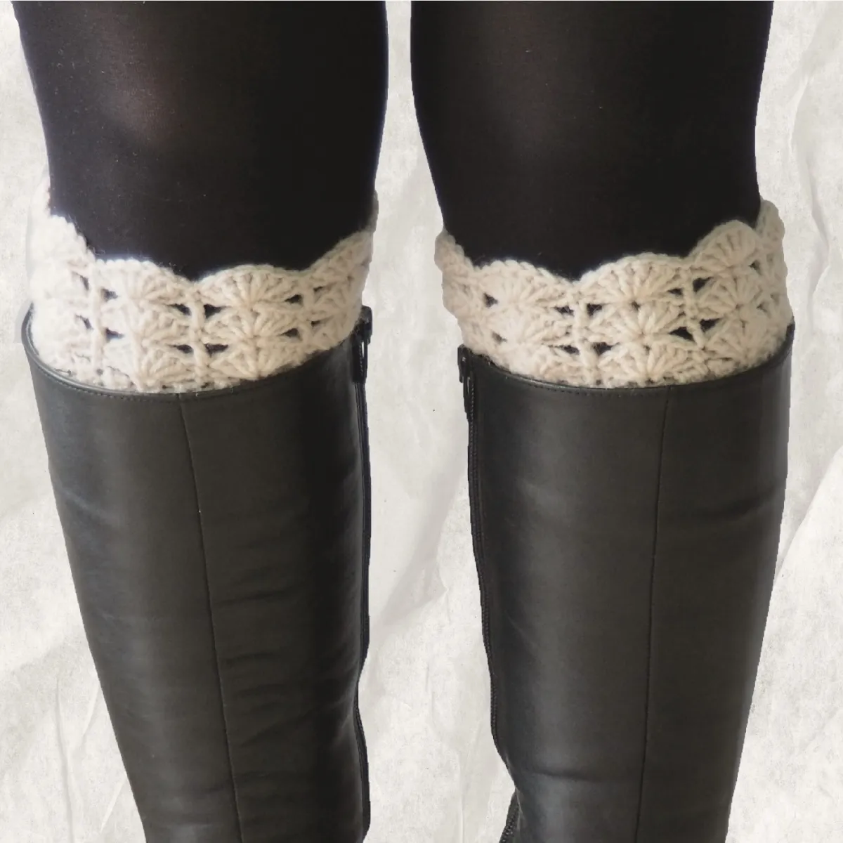 El Örgüsü Krem Bot Manşeti (Boot Cuffs) görsel 3