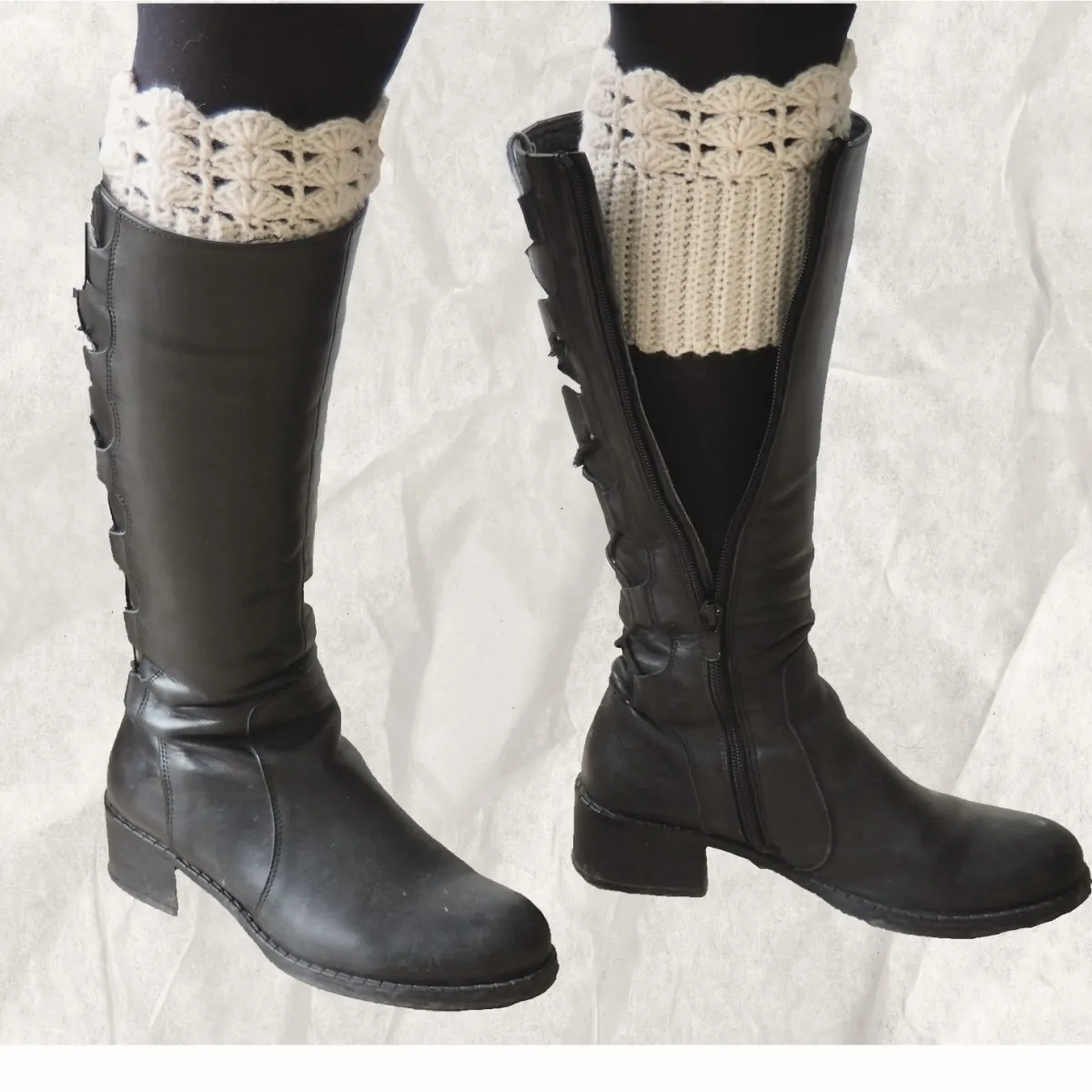 El Örgüsü Krem Bot Manşeti (Boot Cuffs) görsel 4