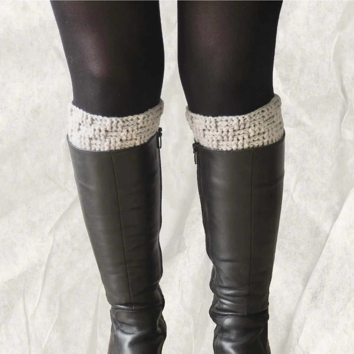 El Örgüsü Gri Bot Manşeti (Boot Cuffs) görsel 3