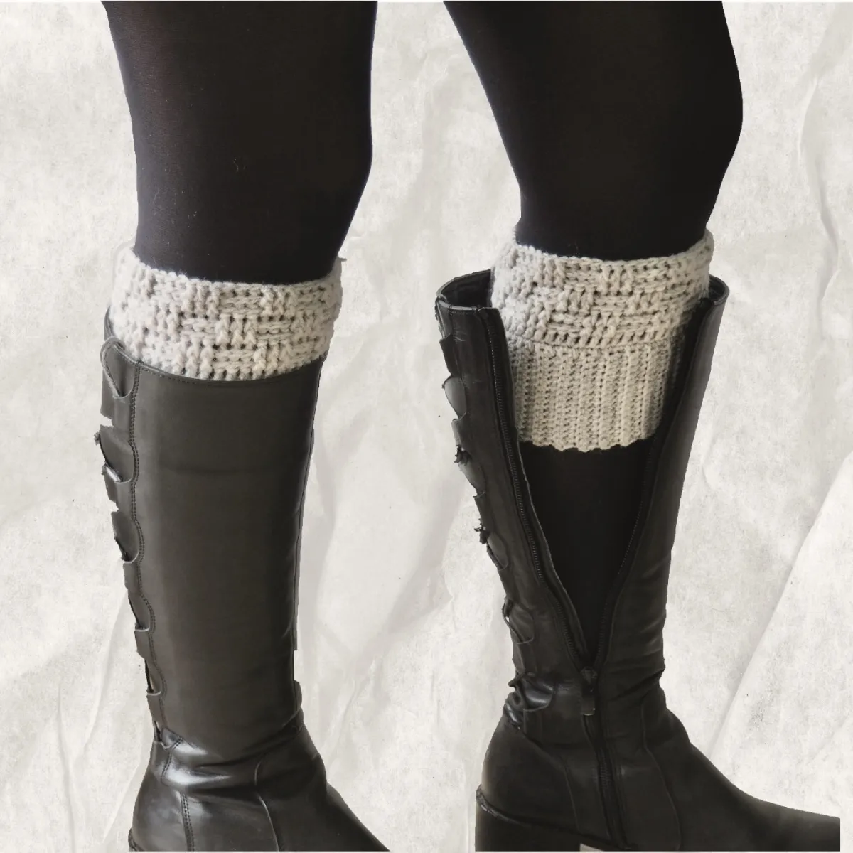 El Örgüsü Gri Bot Manşeti (Boot Cuffs) görsel 4