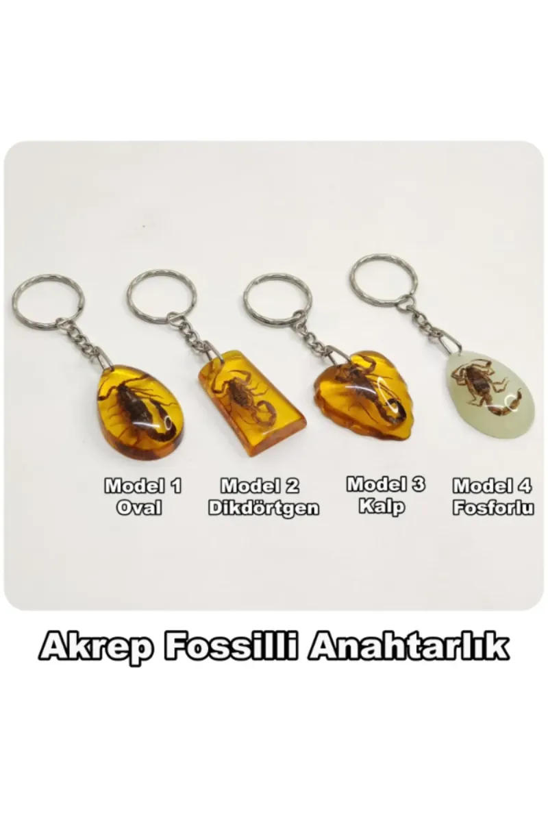 Tesbih Sakarya Akrep Fosilli - Toz Kehribar Anahtarlık -  Model 3 görsel 2