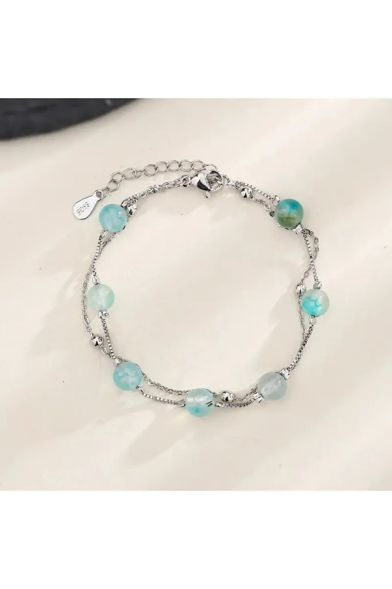 Eyelashes Silver 925 Ayar Gümüş Mavi Kristal Taşlarla Süslü Bileklik görsel 5