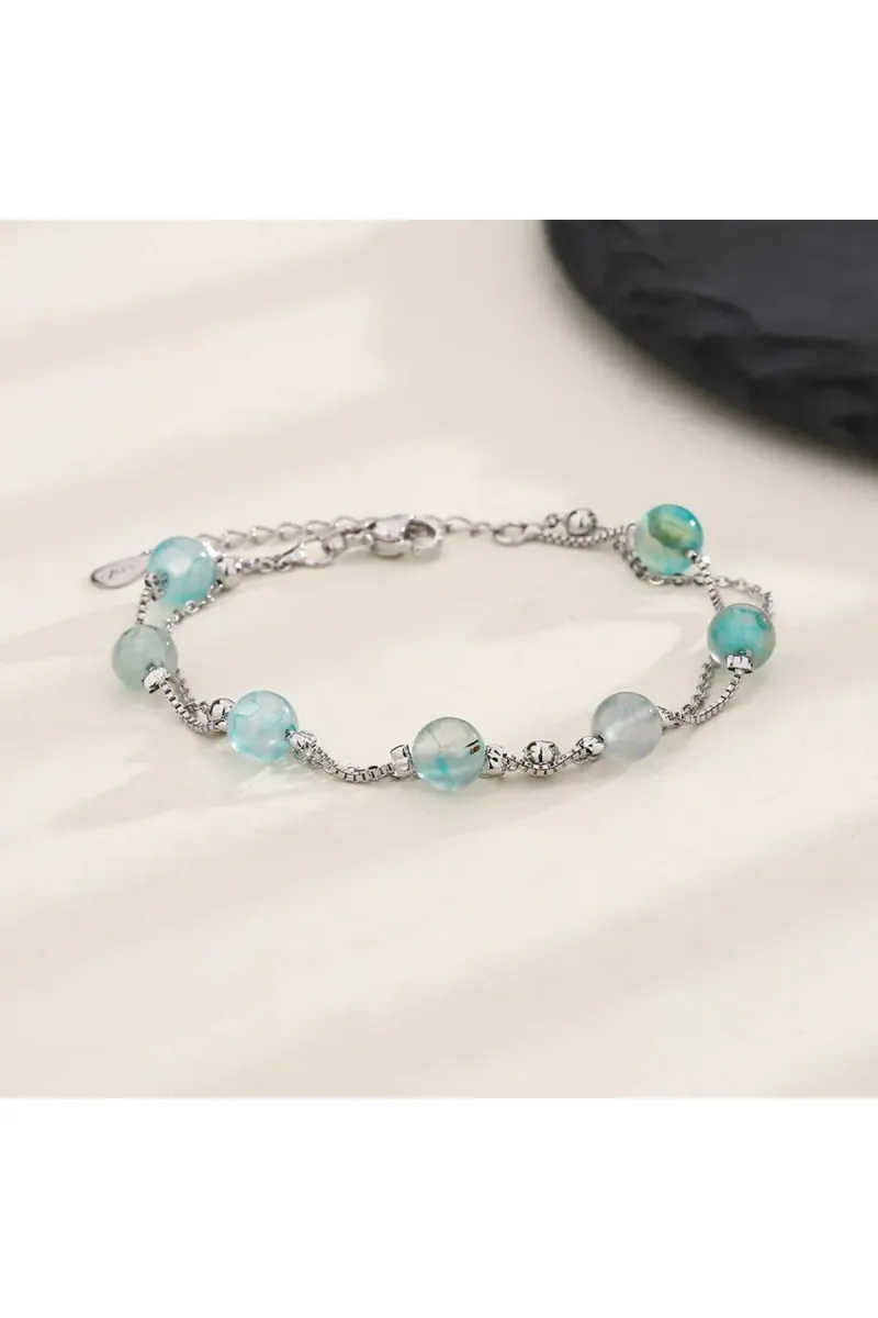 Eyelashes Silver 925 Ayar Gümüş Mavi Kristal Taşlarla Süslü Bileklik