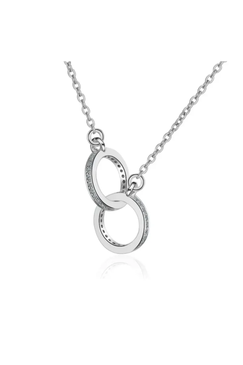 Eyelashes Silver 925 Ayar Gümüş Iç Içe Geçmiş Yuvarlak Zirkon Taşlı Kolye görsel 3