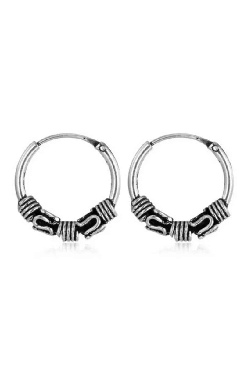 Eyelashes Silver 925 Ayar Gümüş Oksitli Halka Küpe görsel 2