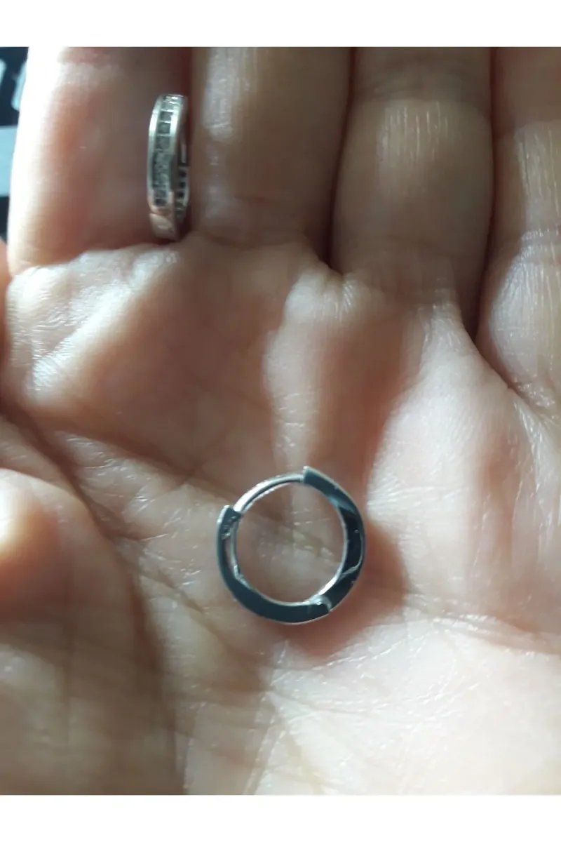 Eyelashes Silver 925 Ayar Gümüş Zirkon Taşlarla Süslü Halka Küpe görsel 2
