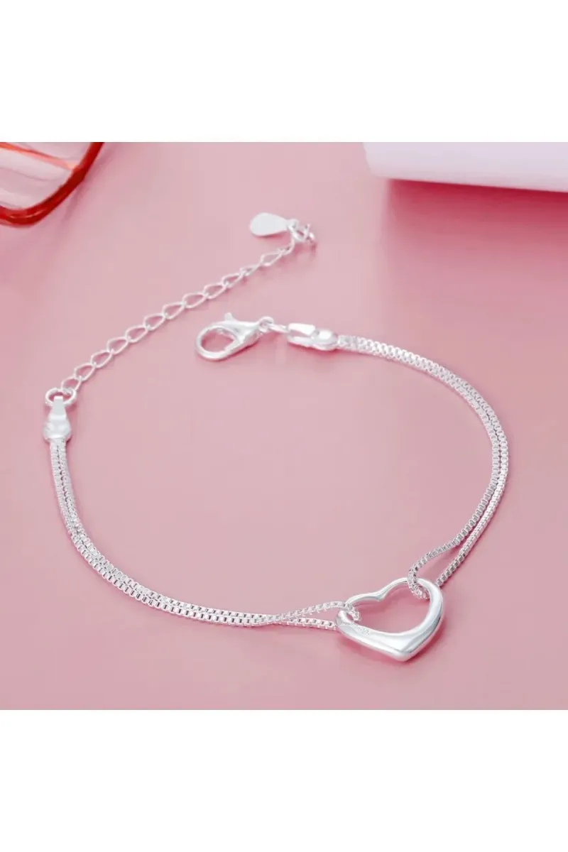 Eyelashes Silver 925 Ayar Gümüş Kalp Bileklik görsel 2
