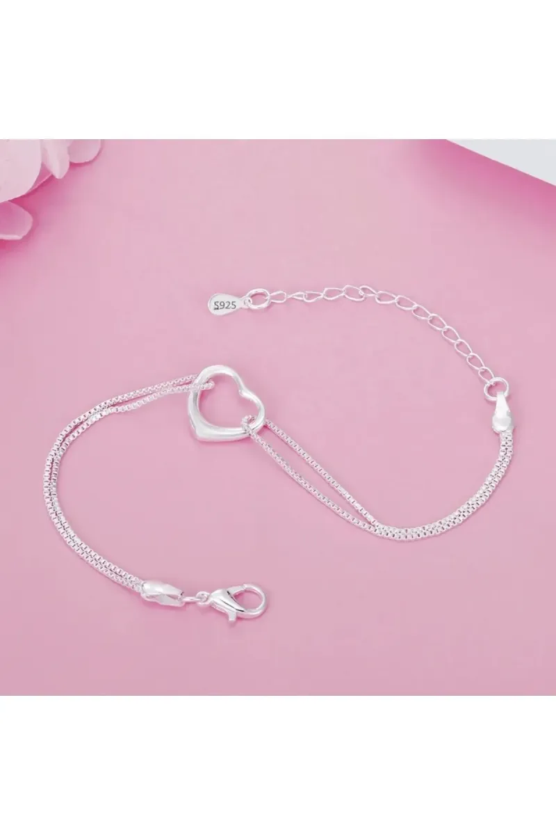 Eyelashes Silver 925 Ayar Gümüş Kalp Bileklik görsel 4