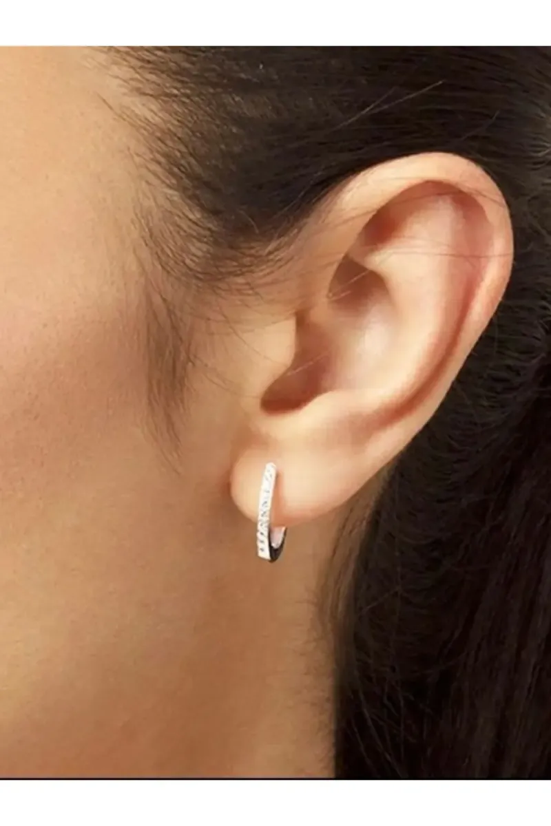 Eyelashes Silver 925 Ayar Gümüş Zirkon Taşlı & Tamtur Halka Küpe görsel 2
