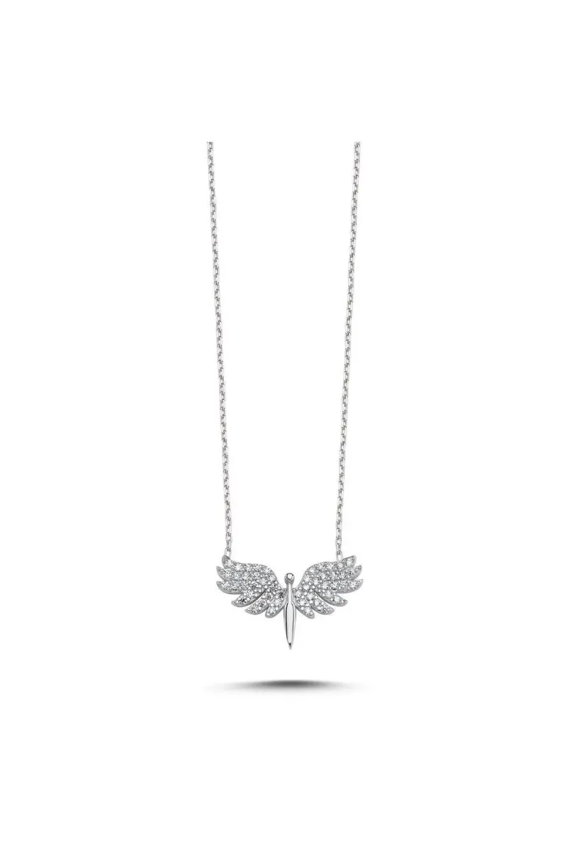 Eyelashes Silver 925 Ayar Gümüş Melek Zirkon Taşlı Kolye görsel 1
