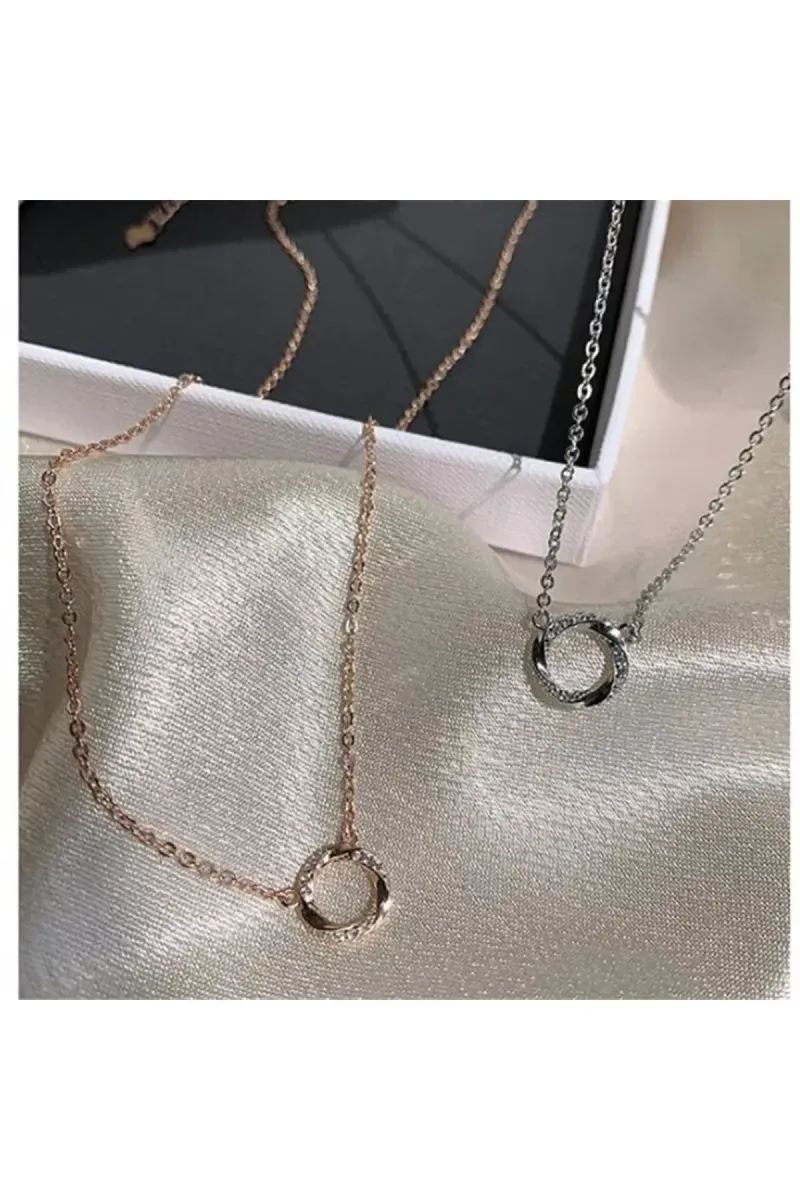 Eyelashes Silver 925 Ayar Gümüş Zirkon Taşlarla Süslenmiş Geometrik  Kolye görsel 2